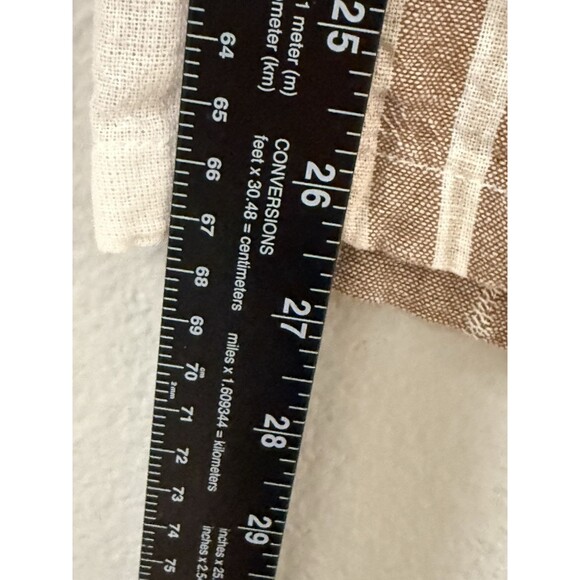 Cali 1850 Linen Cotton Pants Brown Cream Striped Slit Legs‎ Size S Beachy Boho - Picture 12 of 16